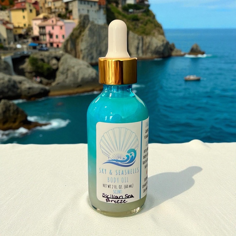 Hand Crafted “Sicilian Sea Breeze” Scented Body Oil by Sky & Seashells
